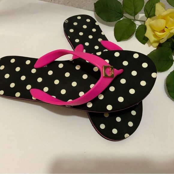 Kate Spade Black and White Polka Dot Flipflop Sandals size 7-8 - Picture 4 of 8